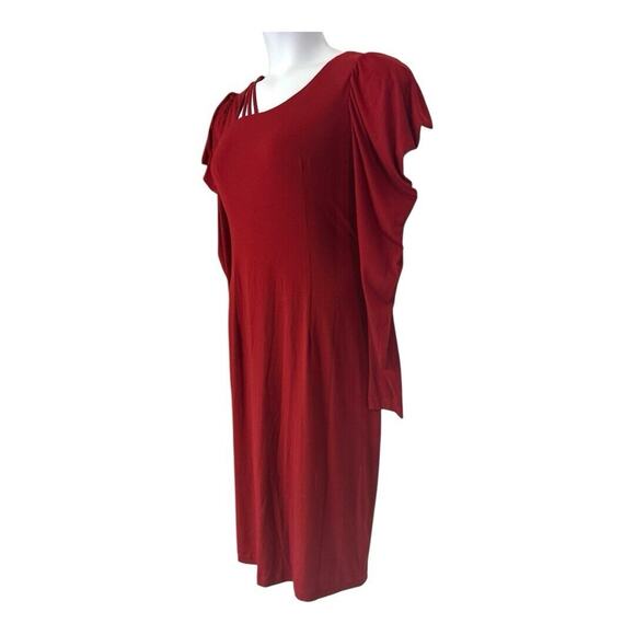 Monroe & Main Salsa Red Stretchy Office Cocktail Dinner Party Night Out Dress - Picture 7 of 16
